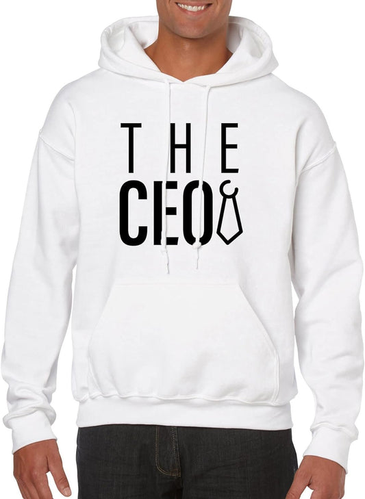 THE CEO Men’s Hoodie (as1, alpha, one_size, regular, regular, Standard, White, Medium)
